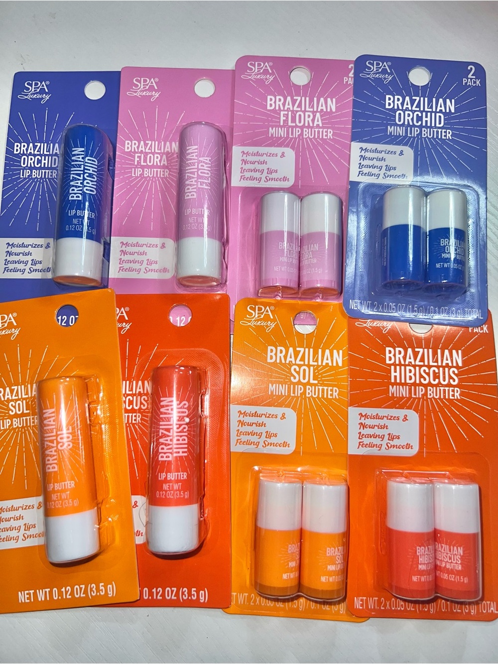 Spa Luxury Brazilian Lip Butter Duo - Pink (Flora) & Blue (Orchid) Options